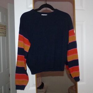 Cashmere color block sleeved sweater